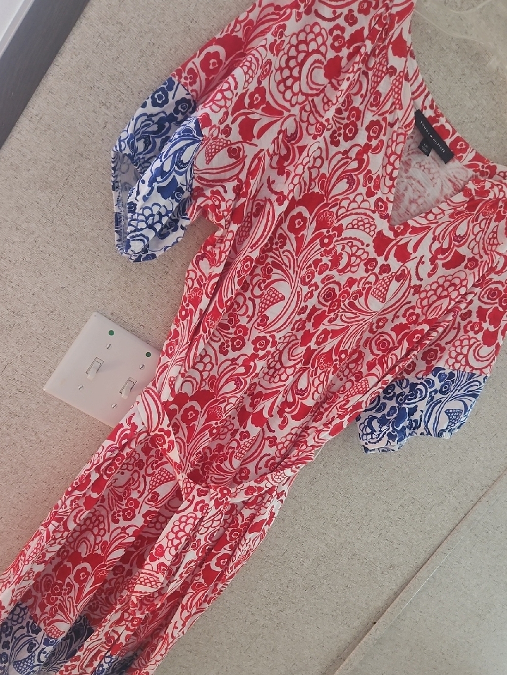 Tommy Hilfiger Red and White Floral Top